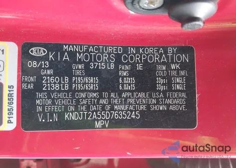 2013 Kia Soul from USA, damaged, VIN KNDJT2A55D7635245